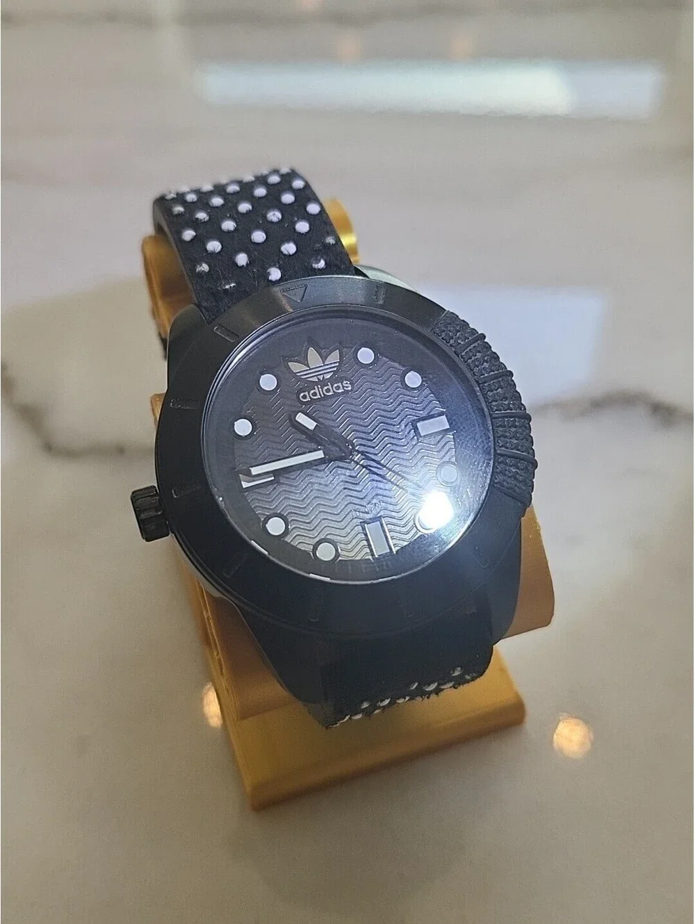 Adidas Watch Adh3053 Black 43mm Quartz Mens Watch Works New Battery OriginalBand